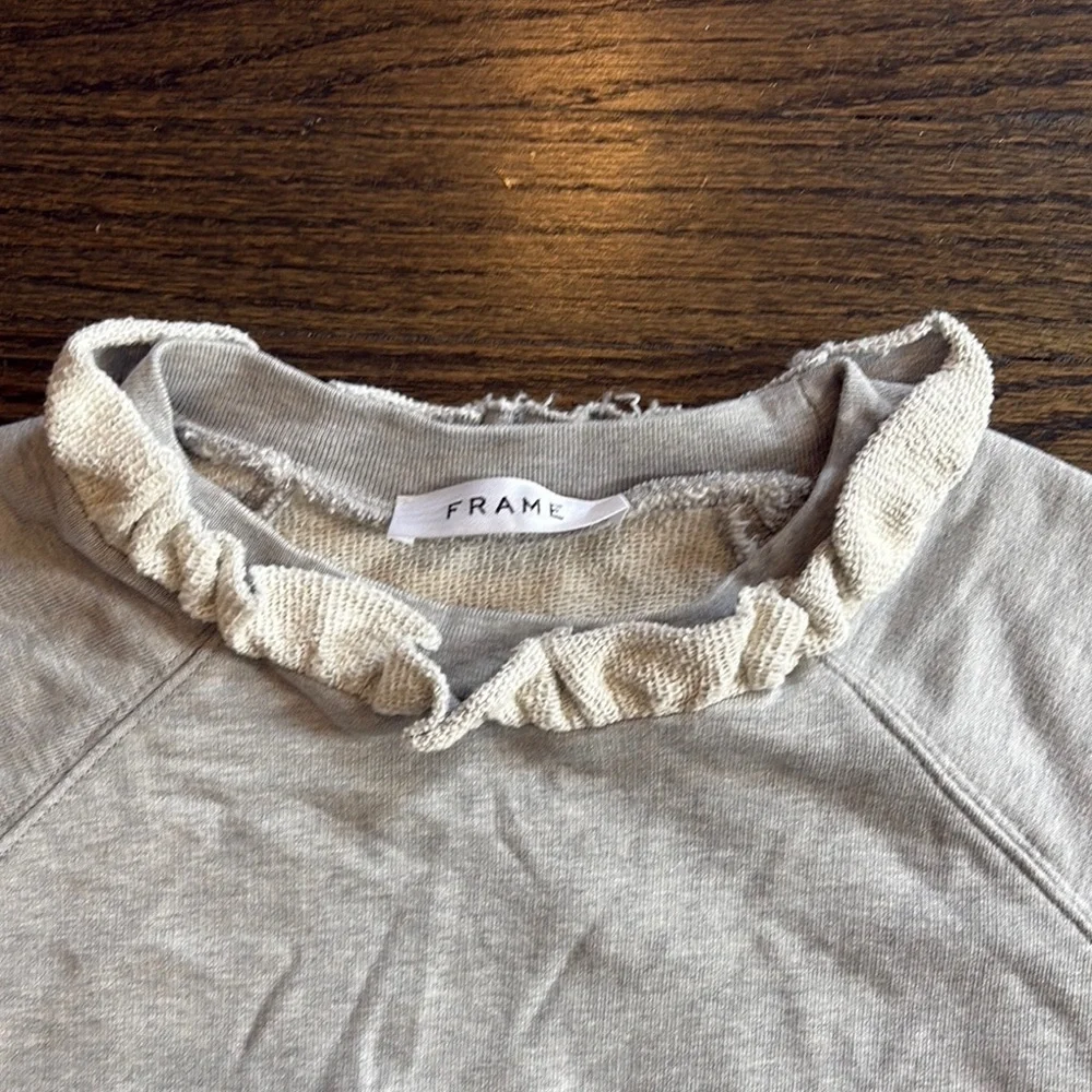 NWT- Gray Ruffle Sweatshirt by FRAME - Picture 4 of 5